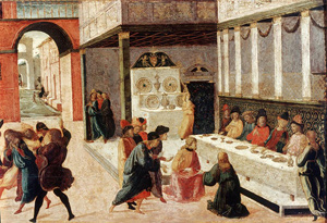 Jacopo del Sellaio, Banquet of Ahasuerus, c. 1490. Galleria degli Uffizi .(c) 2006, SCALA, Florence/ART RESOURCE, N.Y.