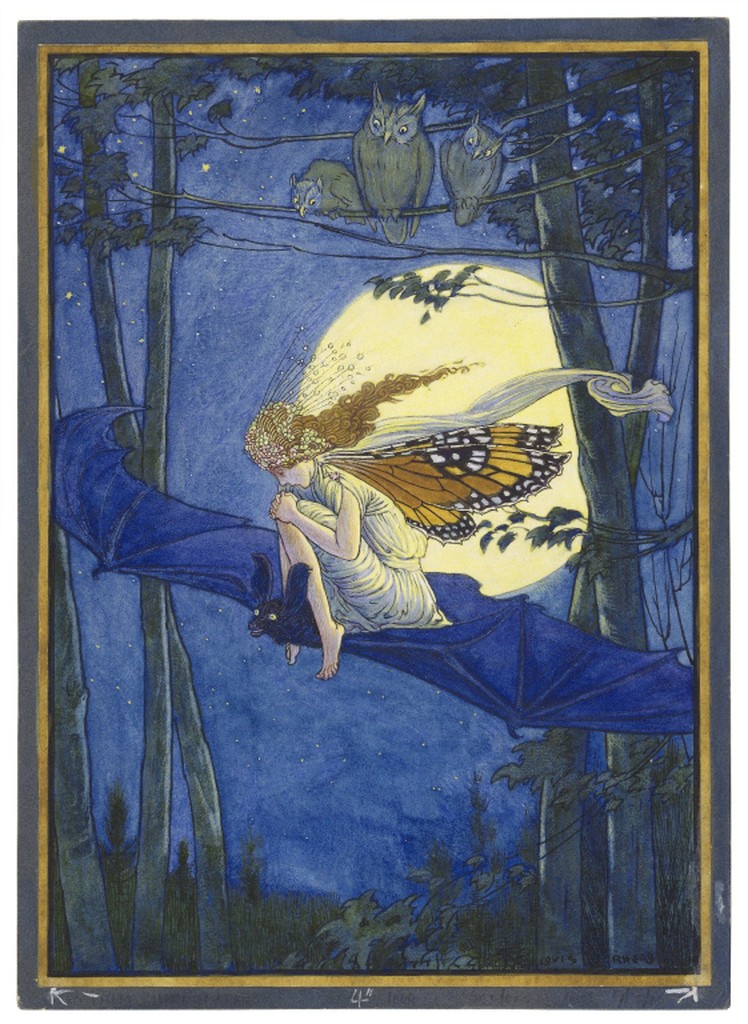 Louis Rhead. Ariel on a bat's back